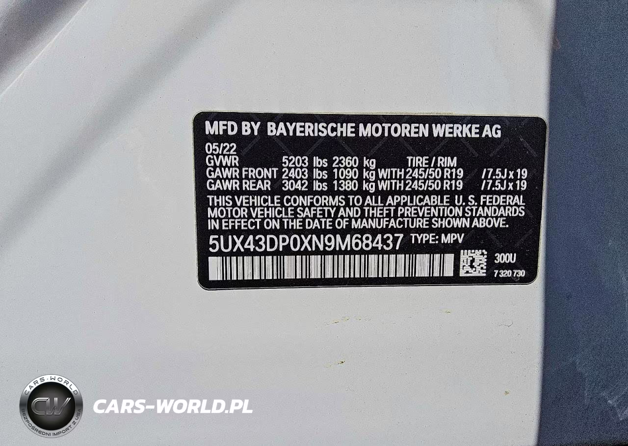 2022 BMW X3 Sdrive30I VIN:5UX43DP0XN9M68437 - 13