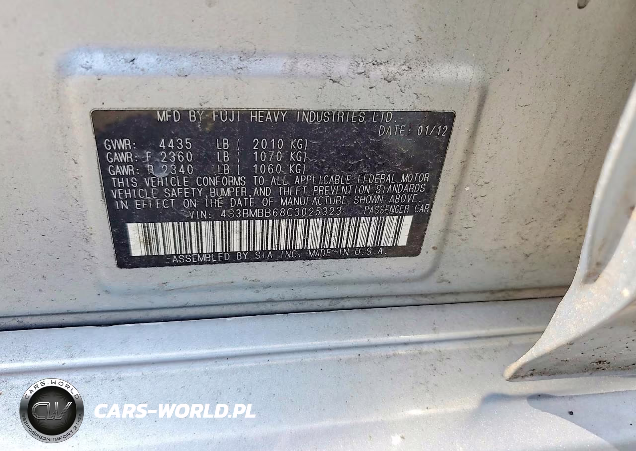 2012 Subaru Legacy 2.5I Premium VIN:4S3BMBB68C3025323 - 13