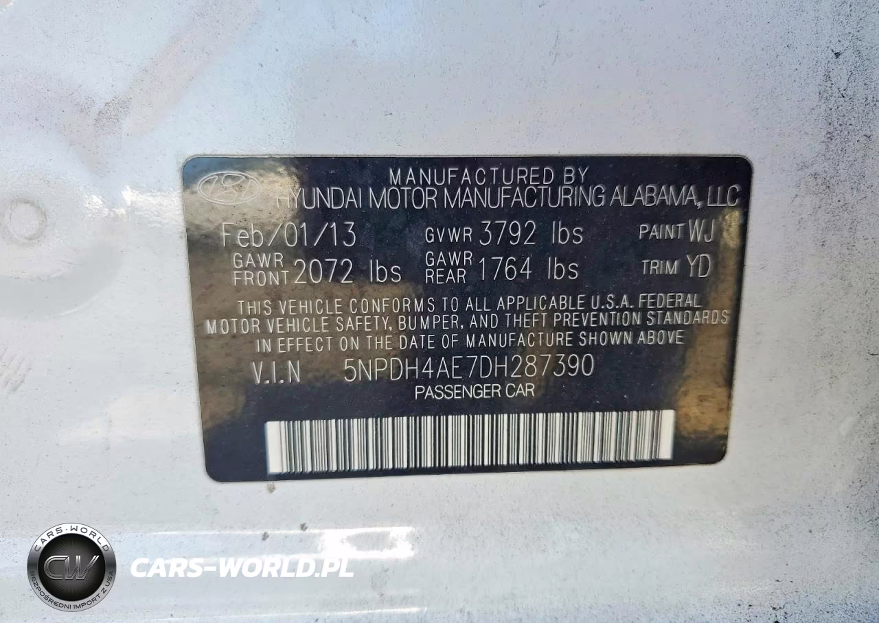 2013 Hyundai Elantra Gls VIN:5NPDH4AE7DH287390 - 12