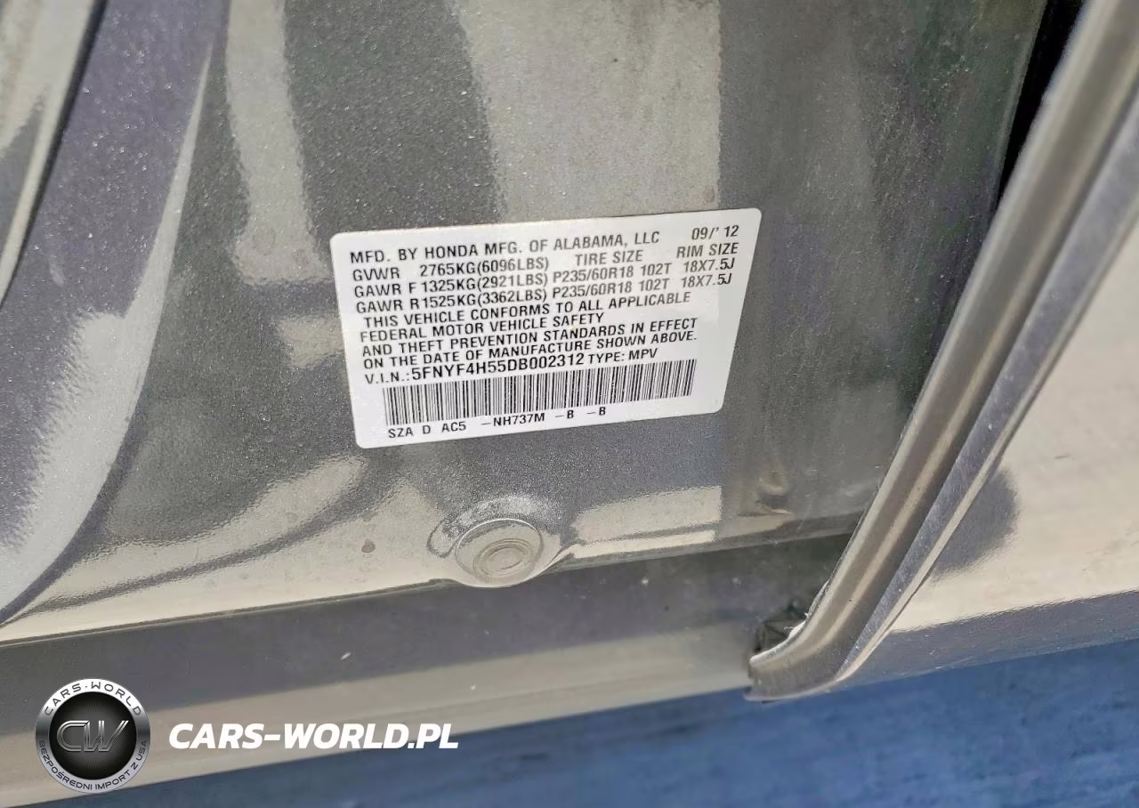 2013 Honda Pilot VIN:5FNYF4H55DB002312 - 12