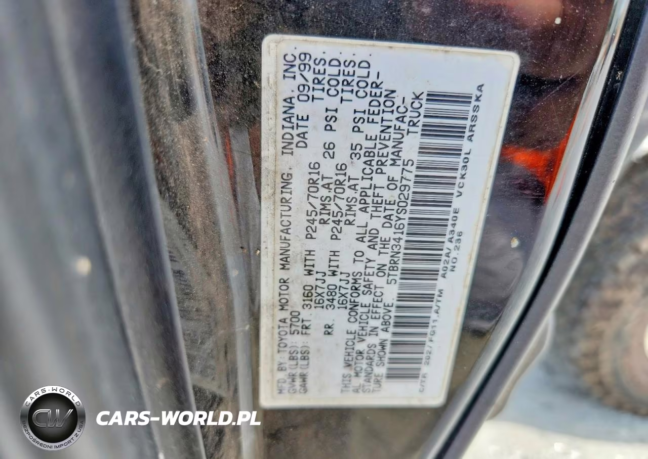 2000 Toyota Tundra Access Cab Sr5 VIN:5TBRN3416YS029775 - 13
