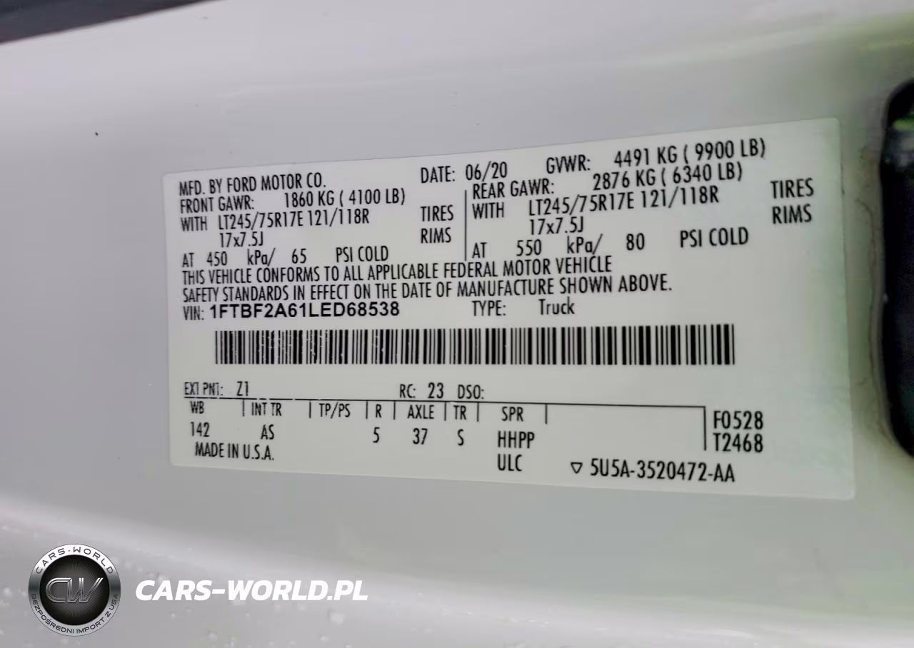 2020 Ford F250 Super Duty VIN:1FTBF2A61LED68538 - 12