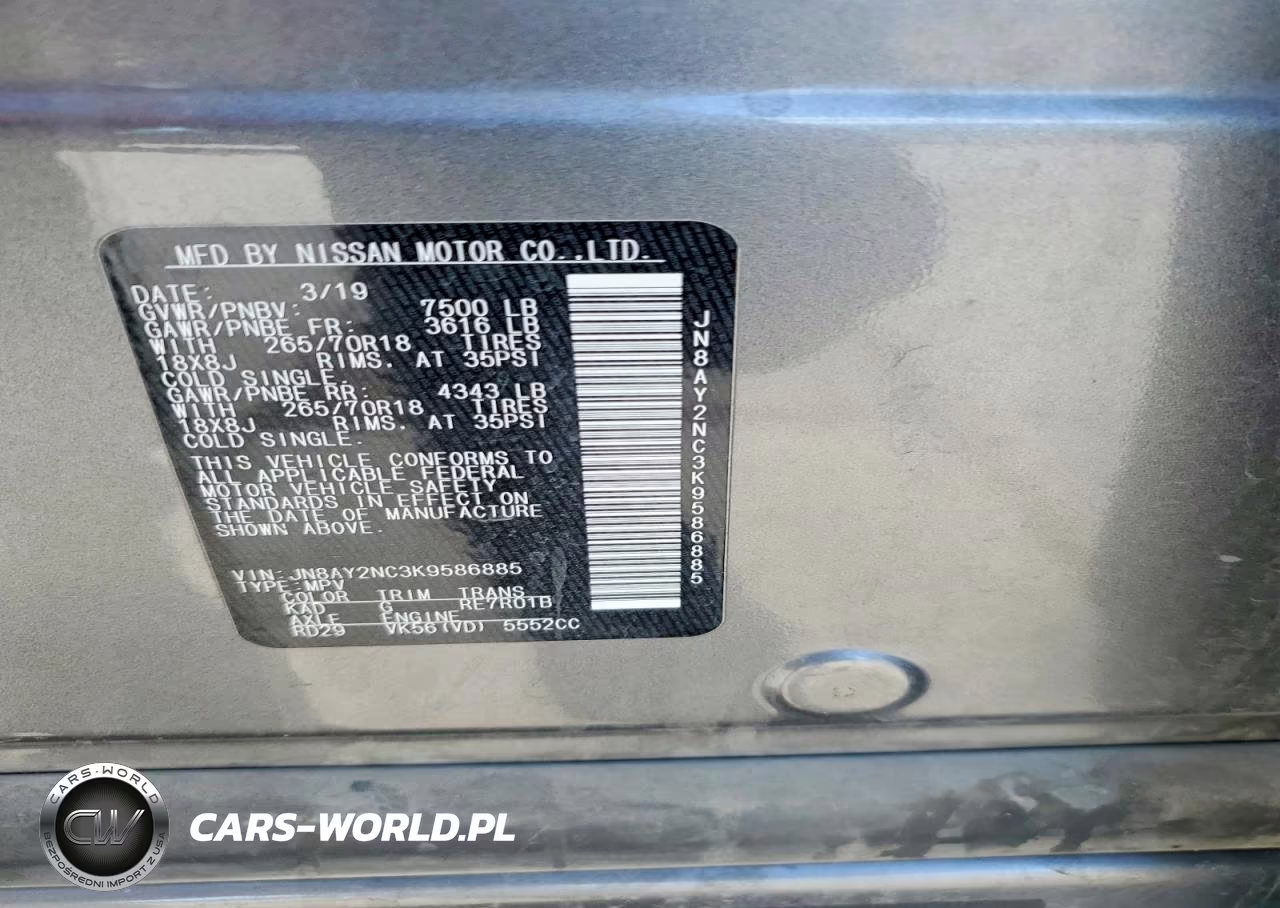 2019 Nissan Armada Sv VIN:JN8AY2NC3K9586885 - 12