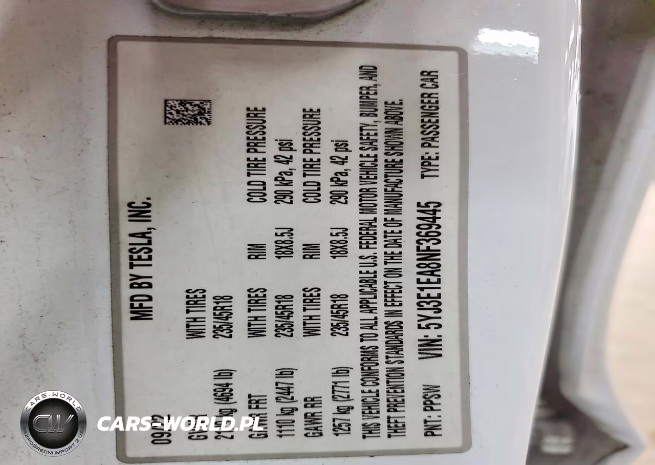 2022 Tesla Model 3 VIN:5YJ3E1EA8NF369445 - 12