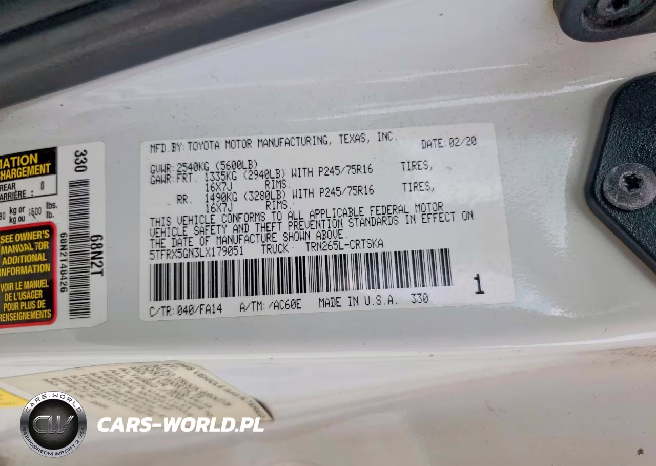 2020 Toyota Tacoma Sr VIN:5TFRX5GN3LX179051 - 12