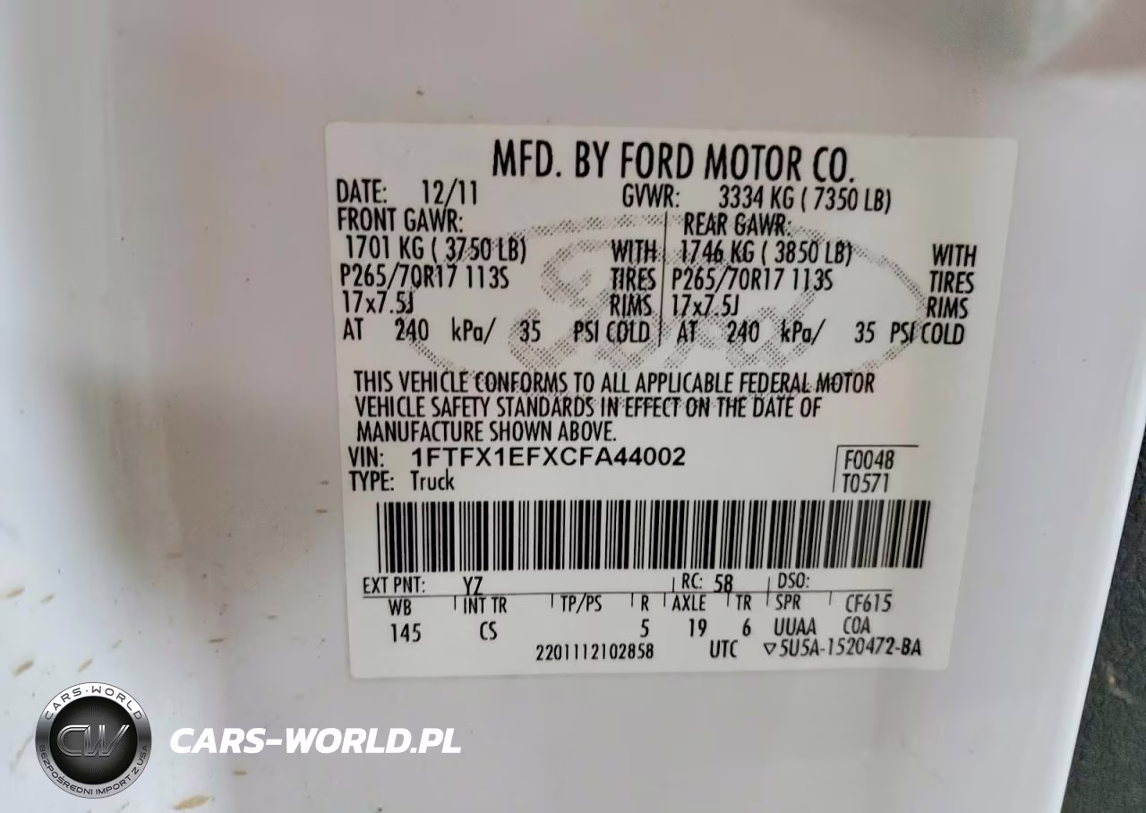 2012 Ford F150 Super Cab VIN:1FTFX1EFXCFA44002 - 12