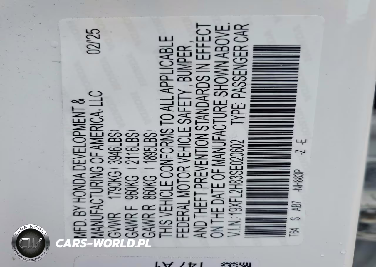 2025 Honda Civic Sport VIN:19XFL2H83SE020602 - 12