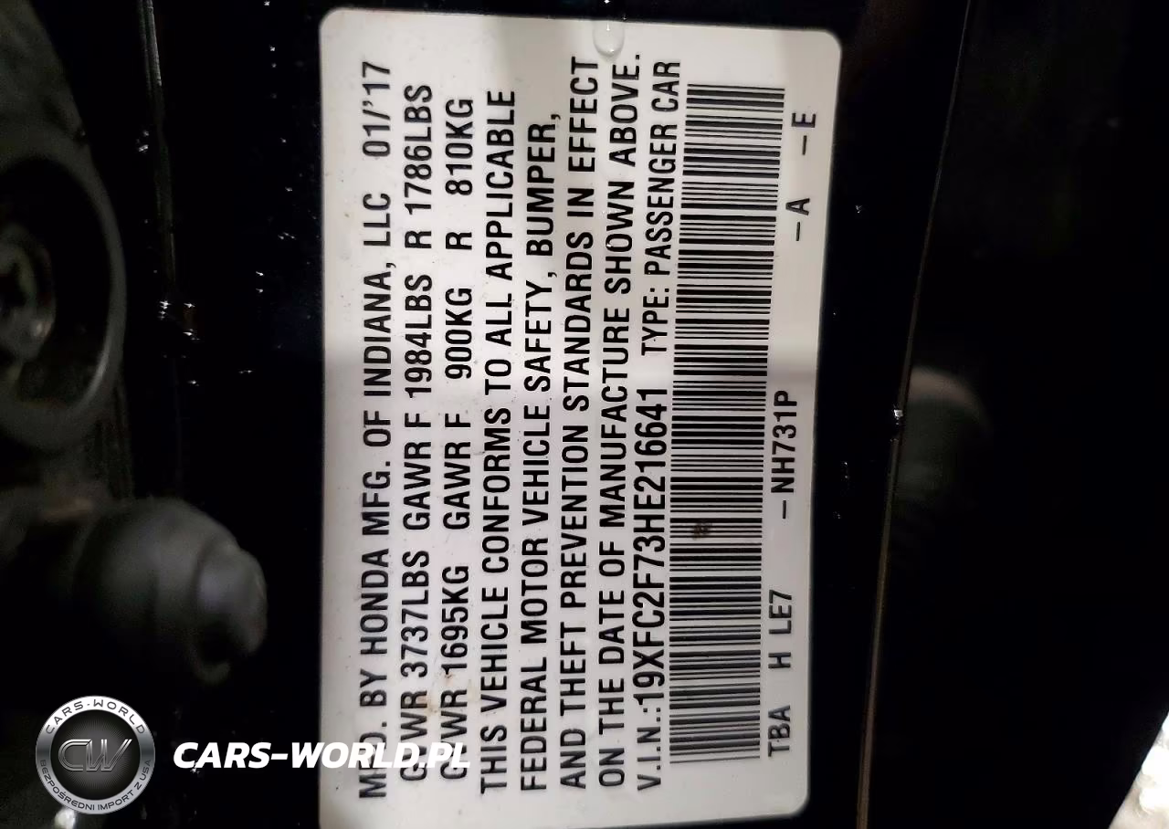 2017 Honda Civic Ex VIN:19XFC2F73HE216641 - 12