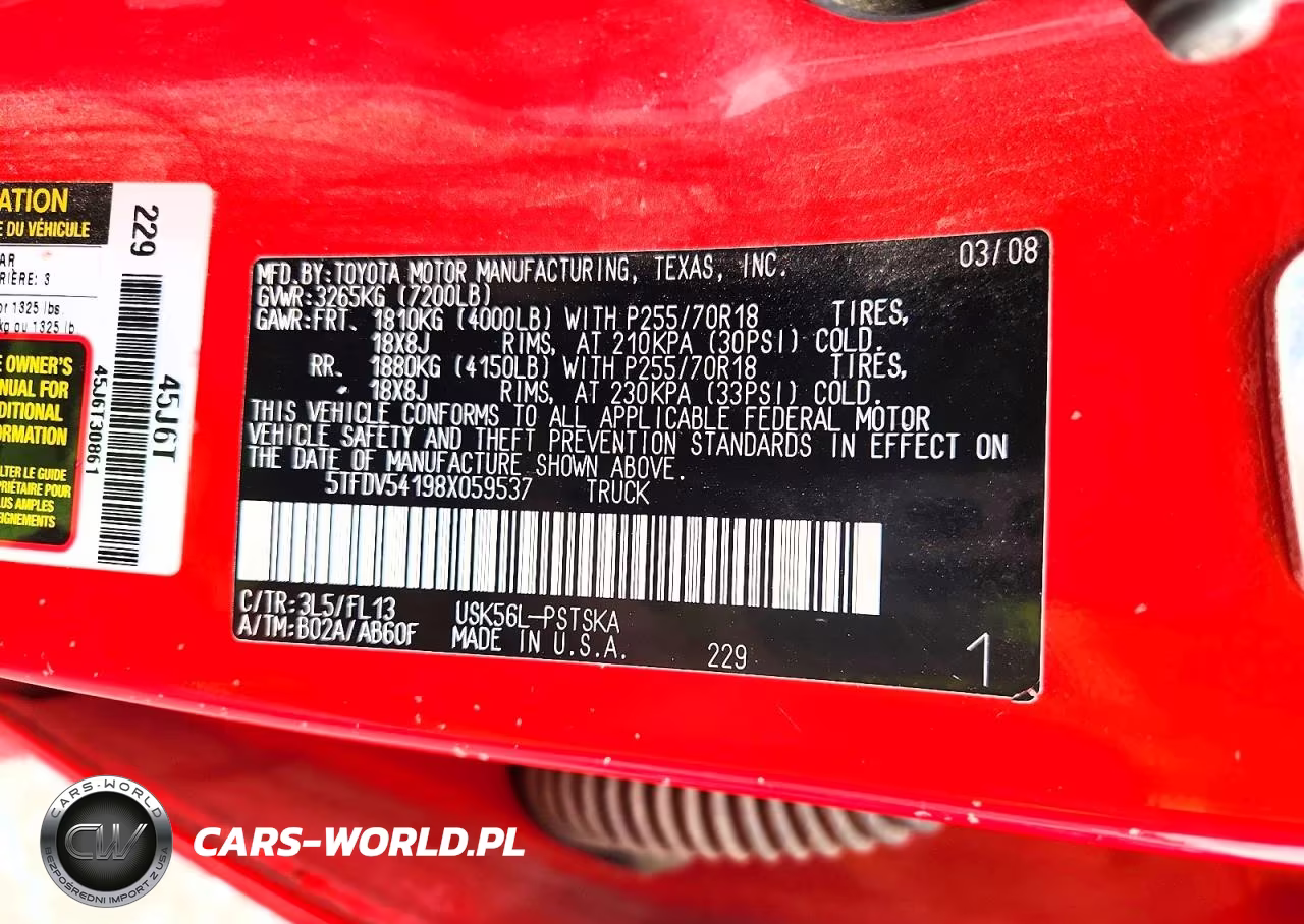 2008 Toyota Tundra Grade VIN:5TFDV54198X059537 - 12