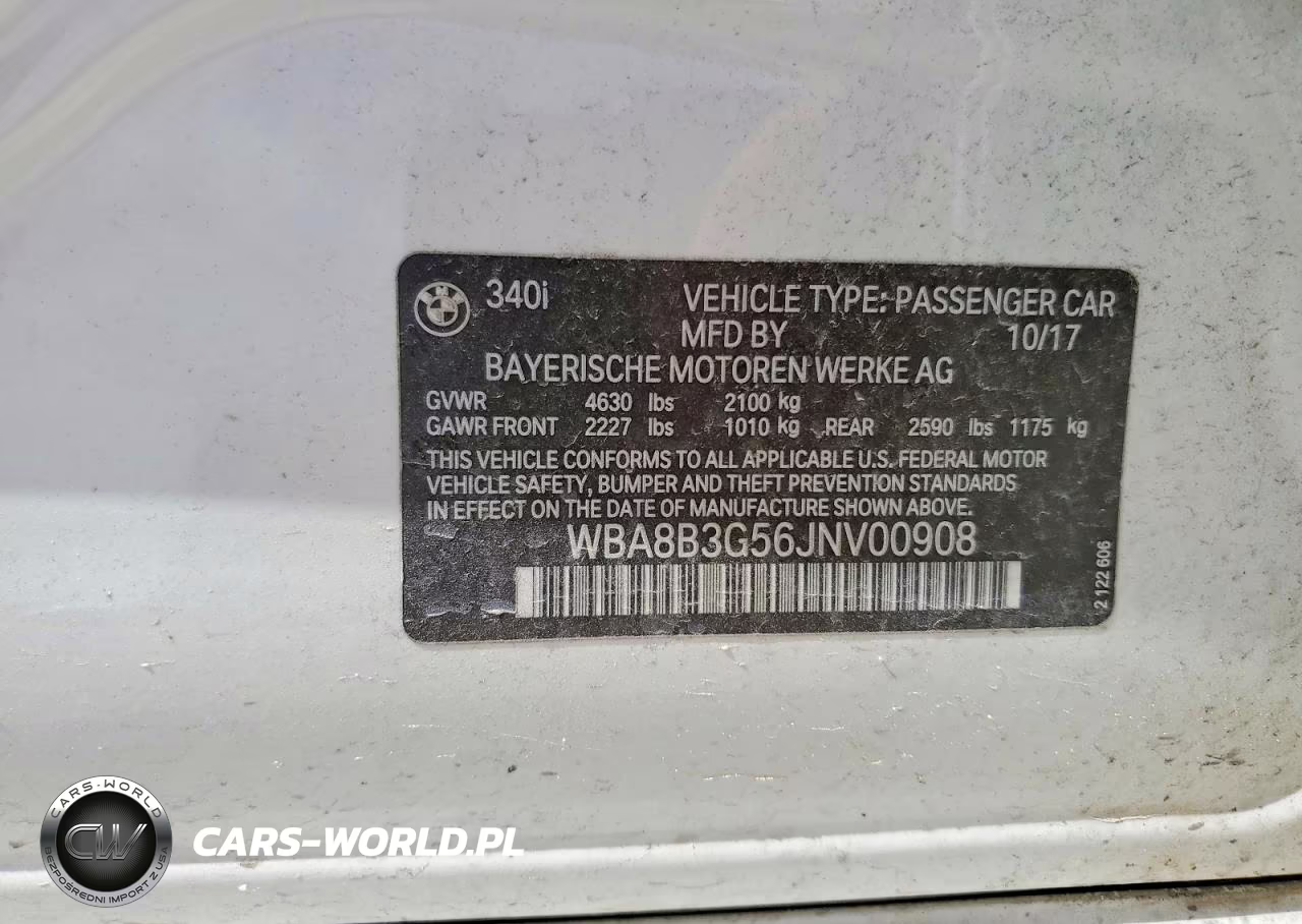 2018 BMW 340 I VIN:WBA8B3G56JNV00908 - 12