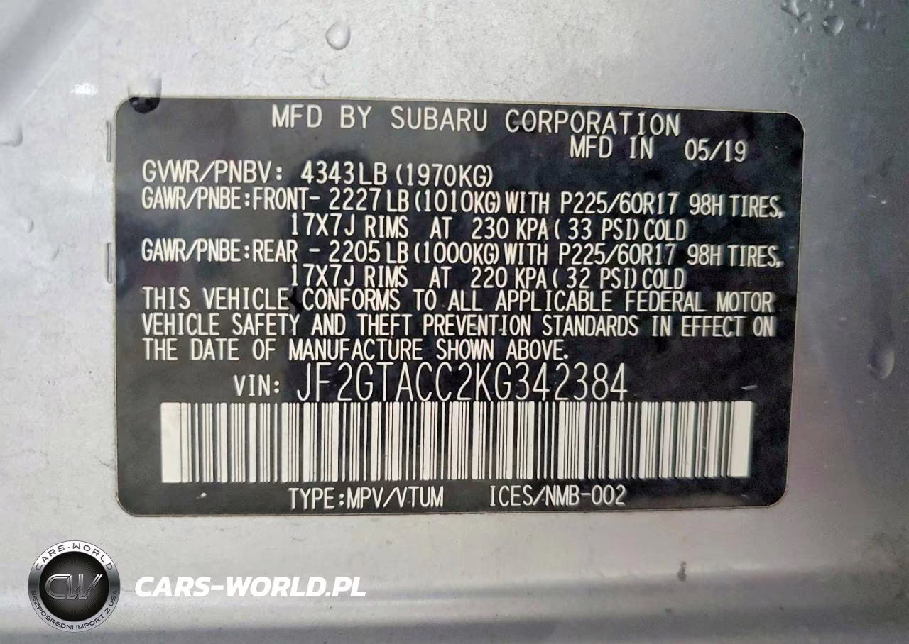 2019 Subaru Crosstrek Premium VIN:JF2GTACC2KG342384 - 13