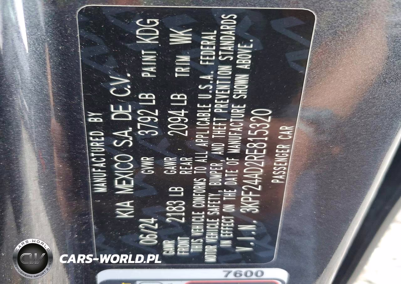 2024 Kia Forte Lx VIN:3KPF24AD2RE815320 - 13