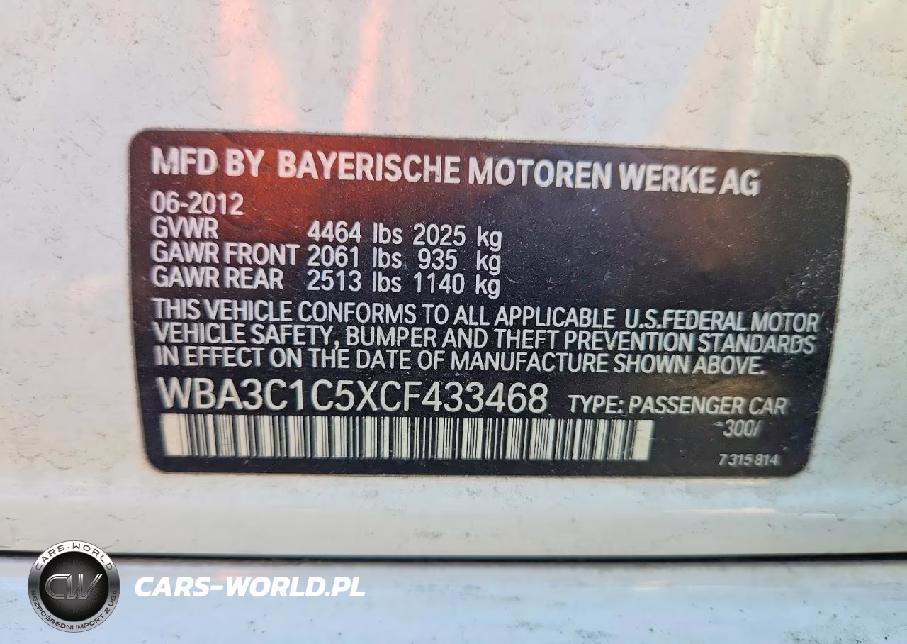 2012 BMW 328 I Sulev VIN:WBA3C1C5XCF433468 - 13