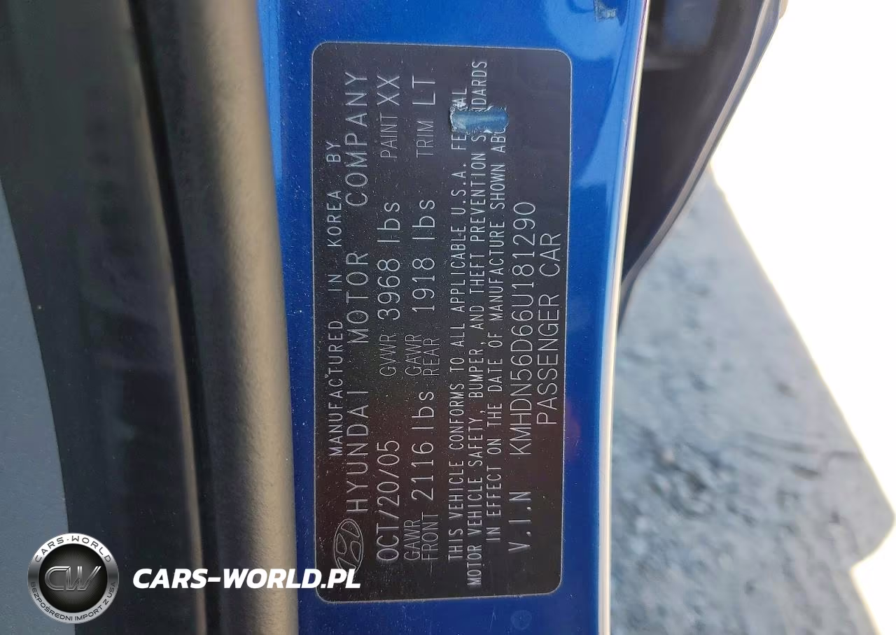 2006 Hyundai Elantra Gls VIN:KMHDN56D66U181290 - 12