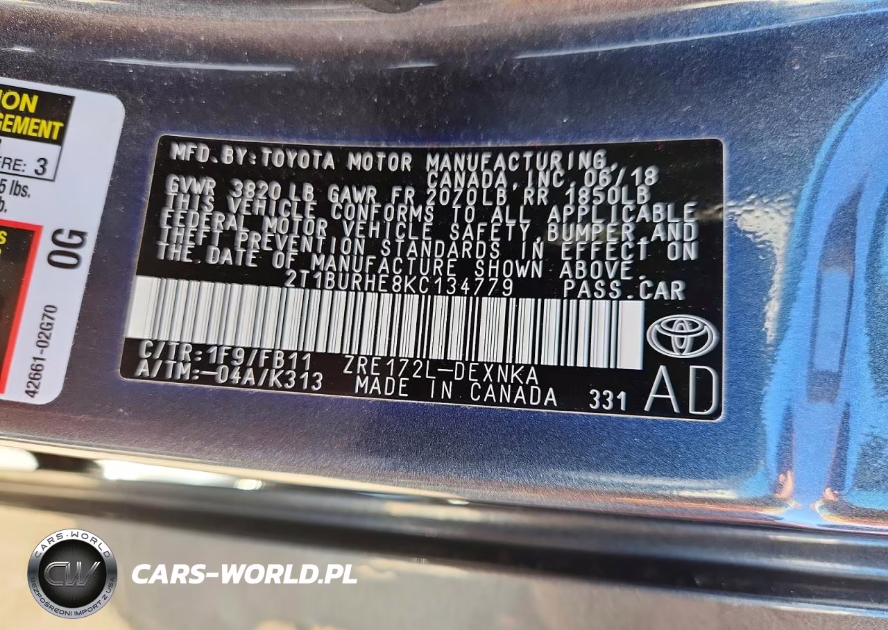 2019 Toyota Corolla Le VIN:2T1BURHE8KC134779 - 13