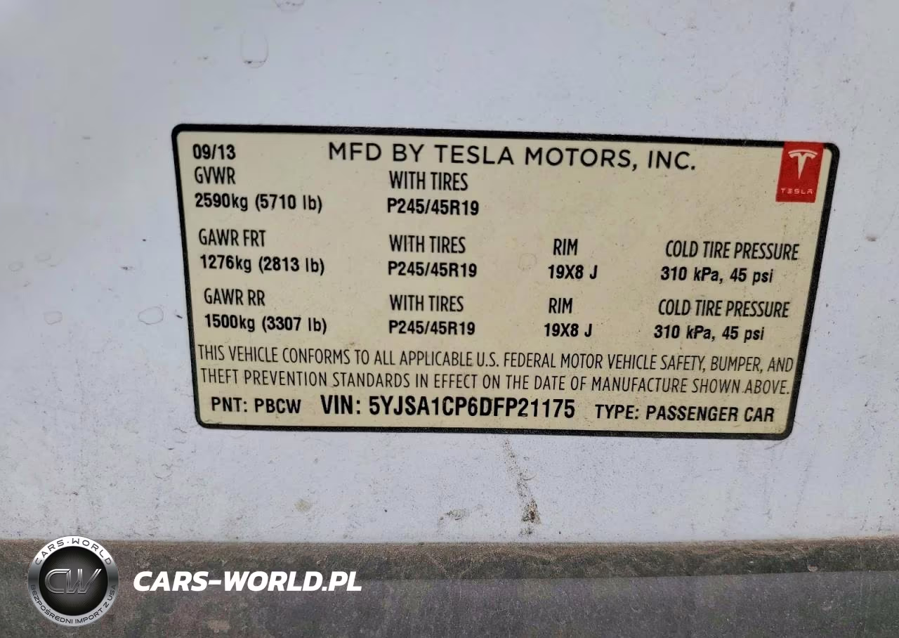 2013 Tesla Model S Performance VIN:5YJSA1CP6DFP21175 - 12