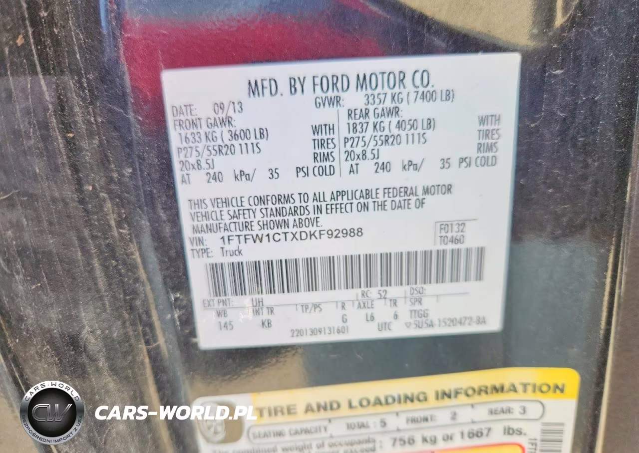2013 Ford F150 Supercrew VIN:1FTFW1CTXDKF92988 - 12