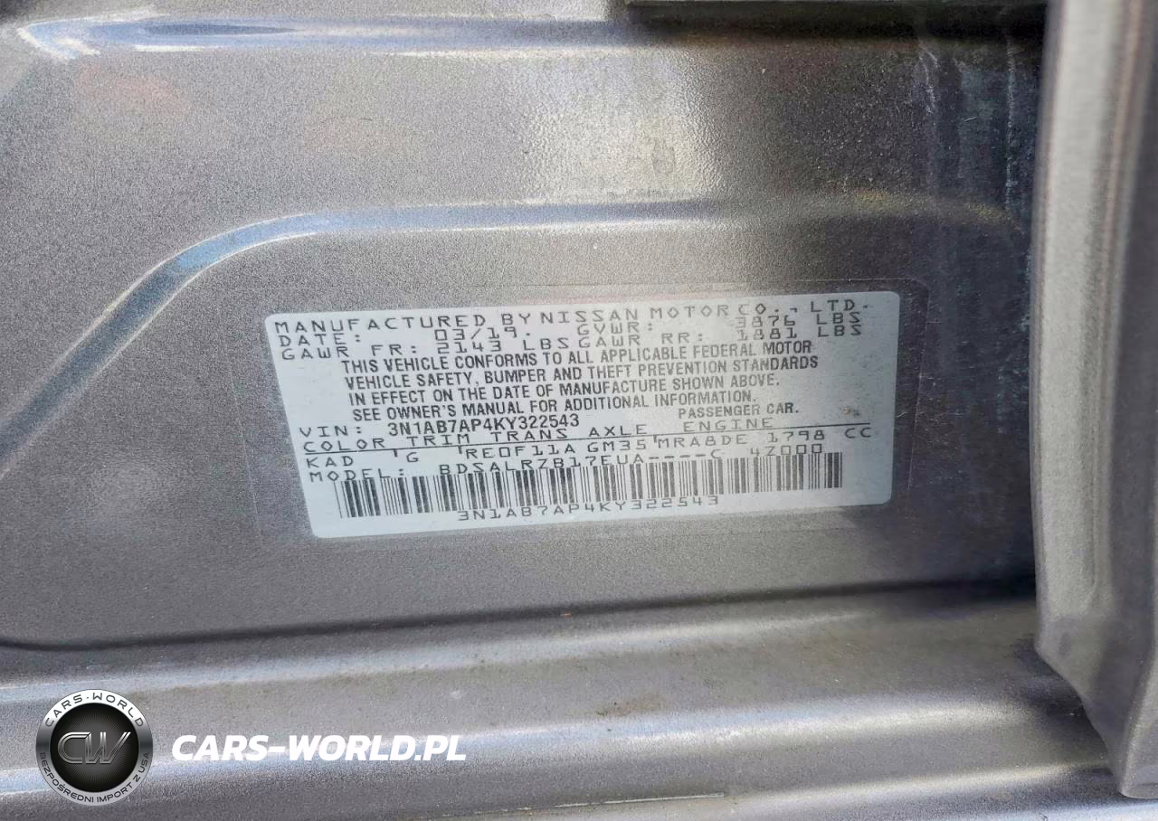 2019 Nissan Sentra Sr VIN:3N1AB7AP4KY322543 - 12