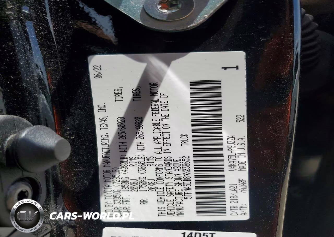 2022 Toyota Tundra Platinum VIN:5TFNA5DB8NX038652 - 12