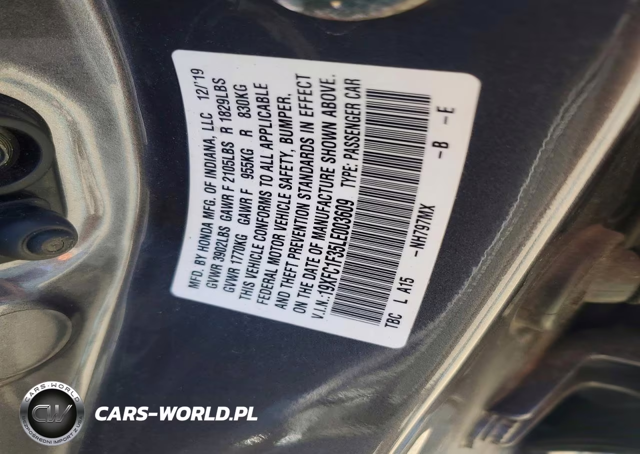 2020 Honda Civic Ex VIN:19XFC1F35LE003609 - 12