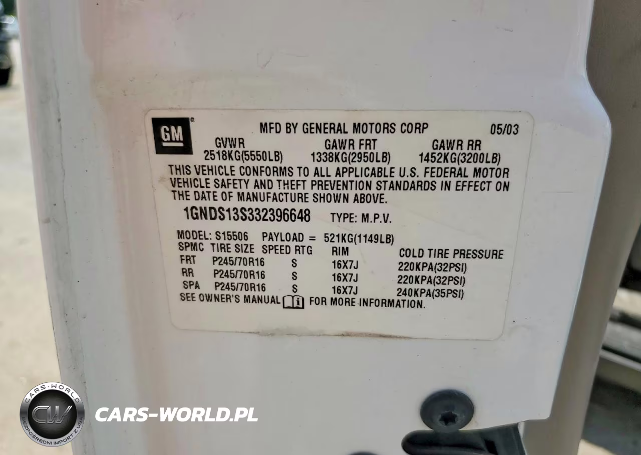 2003 Chevrolet Trailblazer VIN:1GNDS13S332396648 - 13