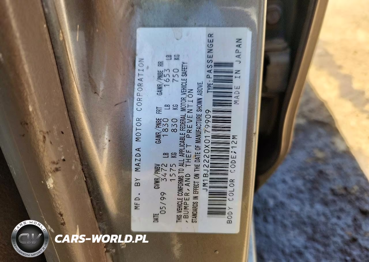 1999 Mazda Protege Dx VIN:JM1BJ2220X0179909 - 12