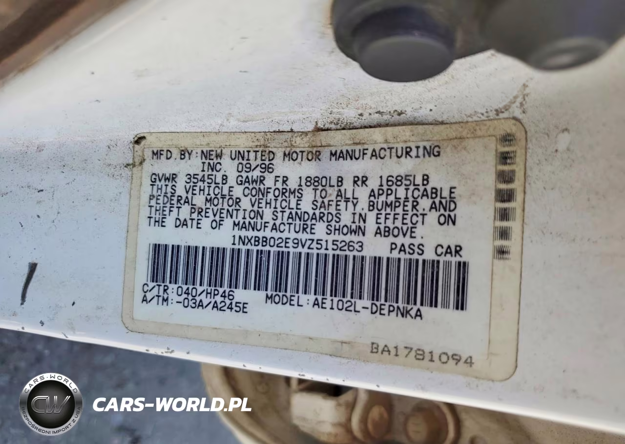 1997 Toyota Corolla Dx VIN:1NXBB02E9VZ515263 - 12