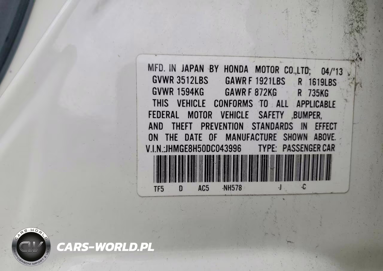 2013 Honda Fit Sport VIN:JHMGE8H50DC043996 - 12