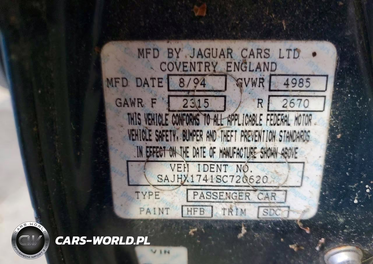 1995 Jaguar Xj6 VIN:SAJHX1741SC720620 - 12