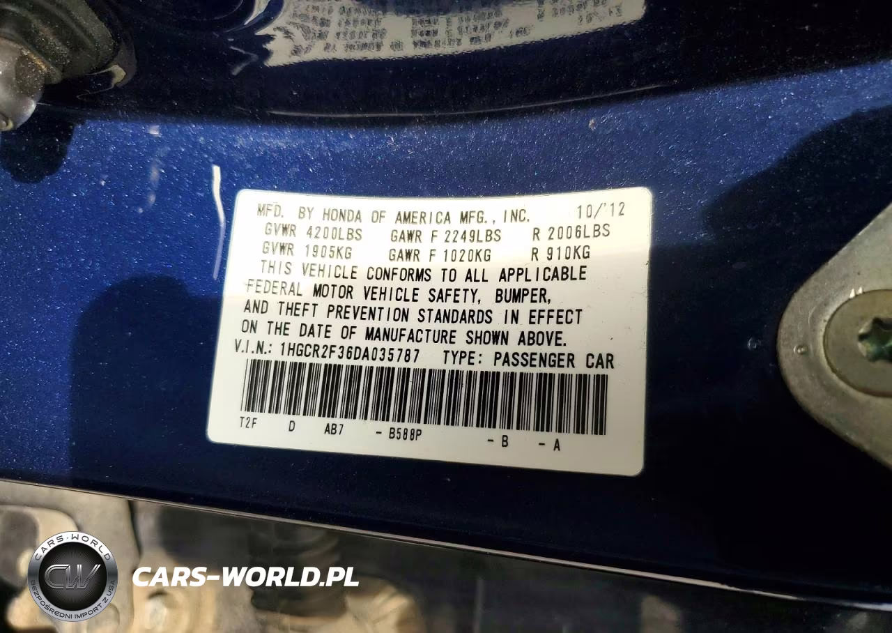 2013 Honda Accord Lx VIN:1HGCR2F36DA035787 - 12