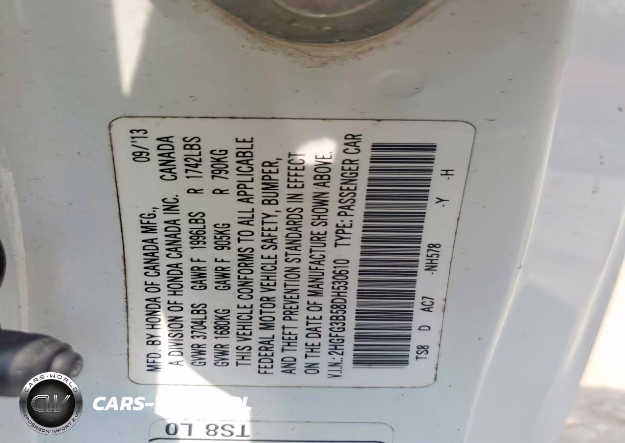 2013 Honda Civic Lx VIN:2HGFG3B58DH530610 - 13