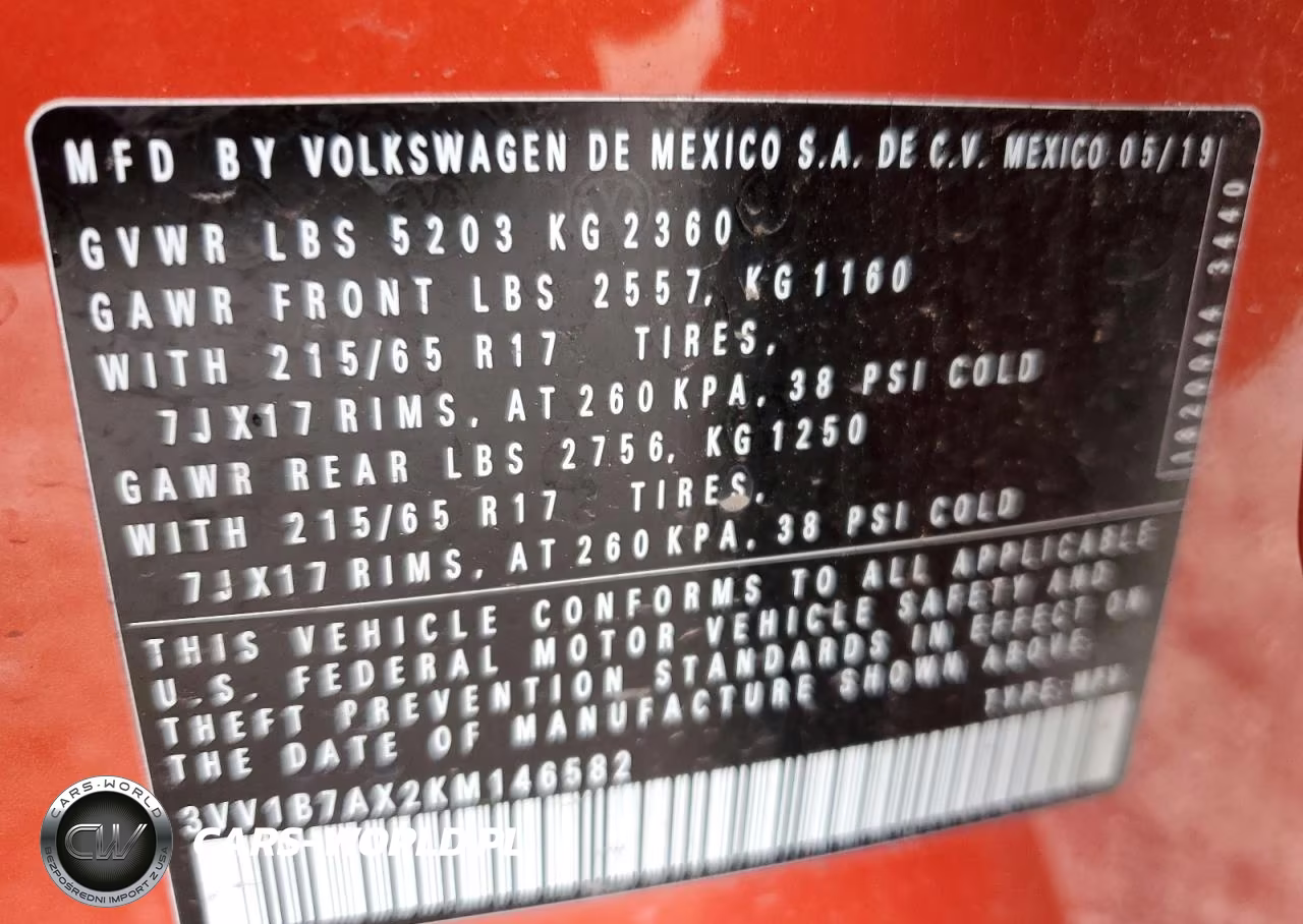 2019 Volkswagen Tiguan S VIN:3VV1B7AX2KM146582 - 13