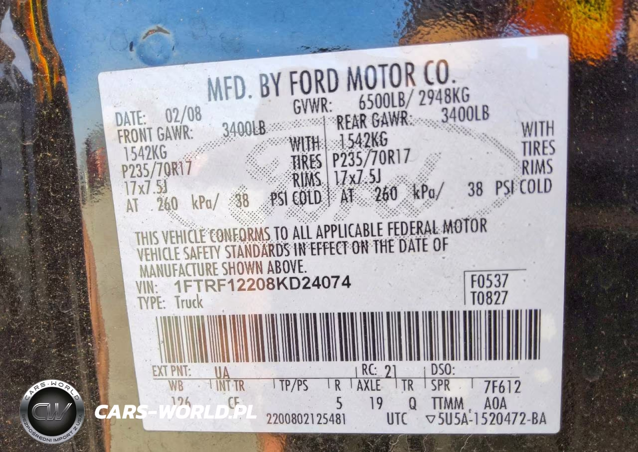 2008 Ford F150 VIN:1FTRF12208KD24074 - 12