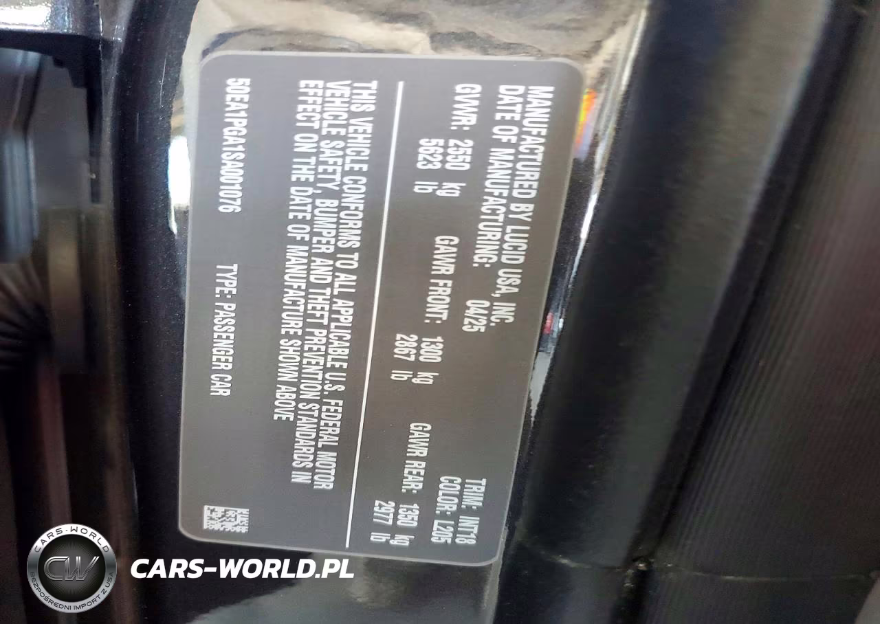2025 Lucid Motors Air Pure VIN:50EA1PGA1SA001076 - 13