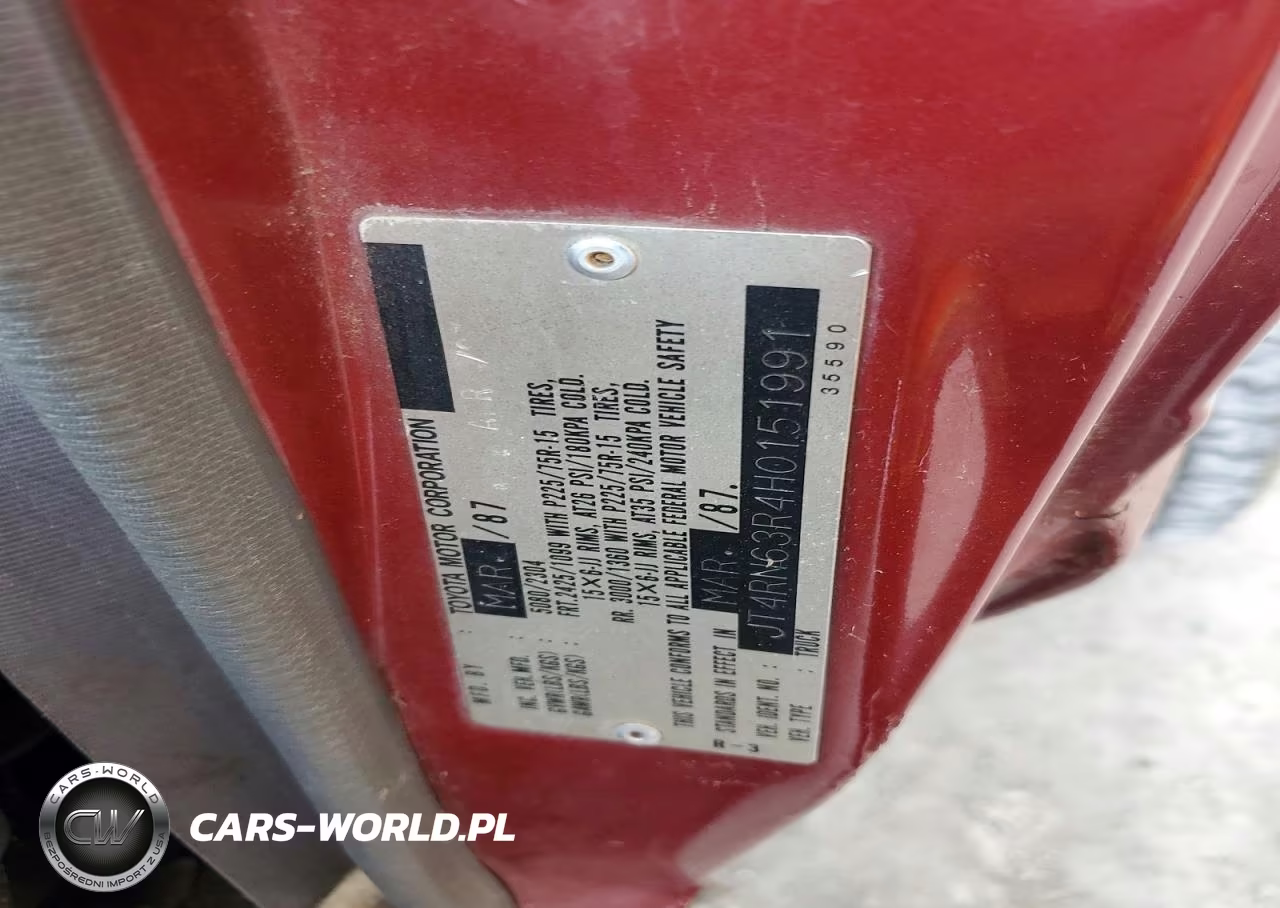 1987 Toyota Pickup Rn63 Std VIN:JT4RN63R4H0151991 - 12