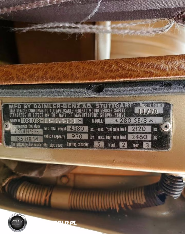 1971 Mercedes-Benz 280 Se VIN:10801812075800 - 12
