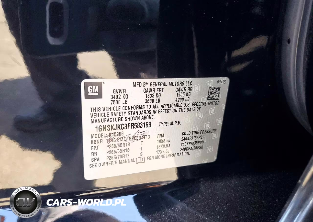 2015 Chevrolet Suburban K1500 Lt VIN:1GNSKJKC3FR583188 - 13