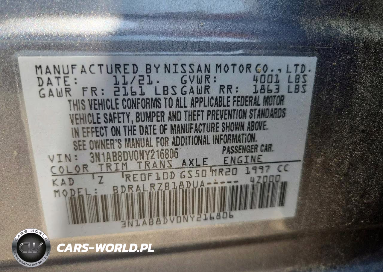 2022 Nissan Sentra Sr VIN:3N1AB8DV0NY216806 - 12