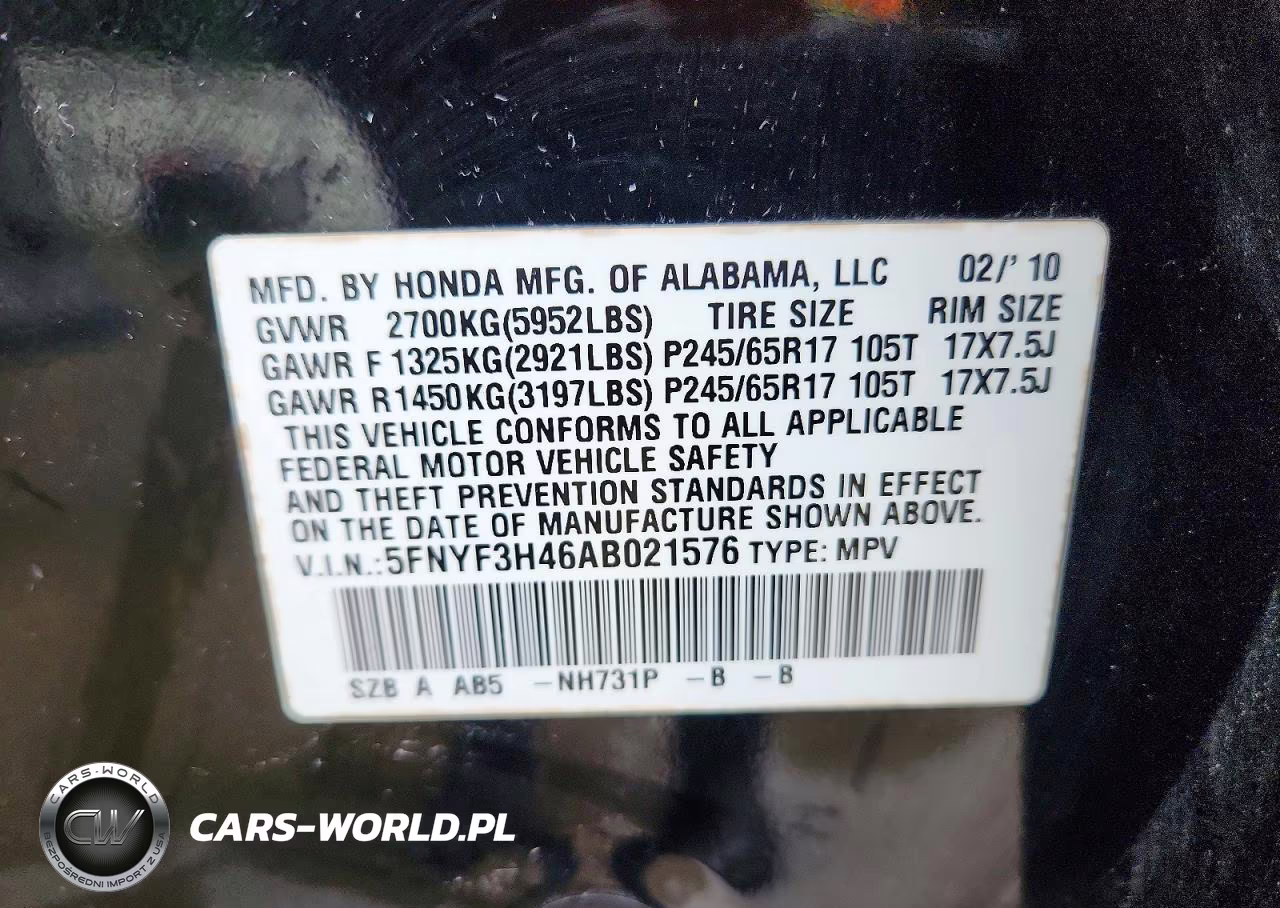 2010 Honda Pilot Ex VIN:5FNYF3H46AB021576 - 13