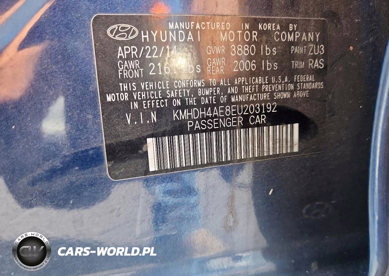 2014 Hyundai Elantra Se VIN:KMHDH4AE8EU203192 - 12