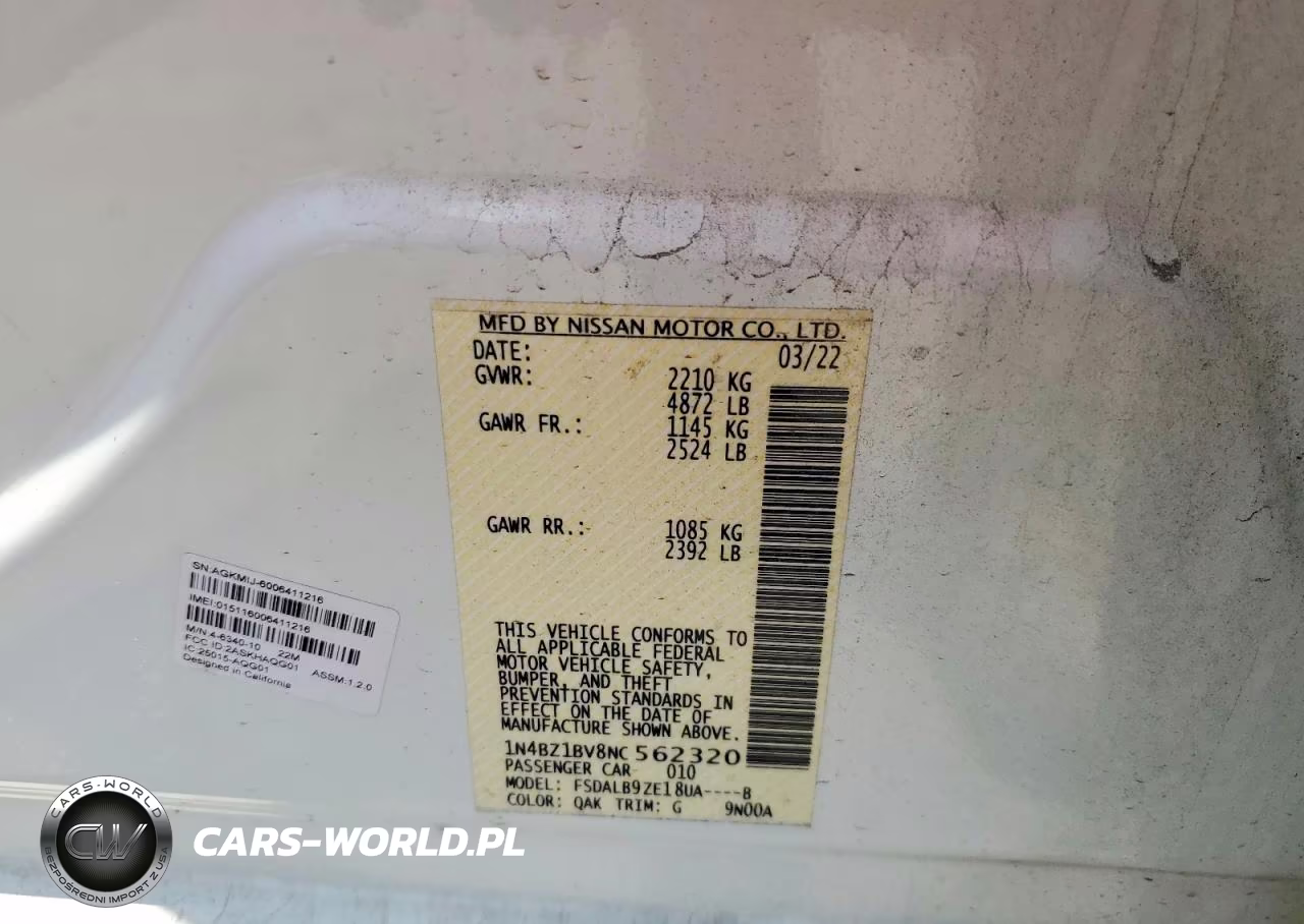 2022 Nissan Leaf S Plus VIN:1N4BZ1BV8NC562320 - 13