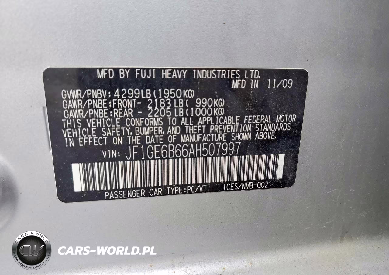 2010 Subaru Impreza 2.5I Premium VIN:JF1GE6B66AH507997 - 13