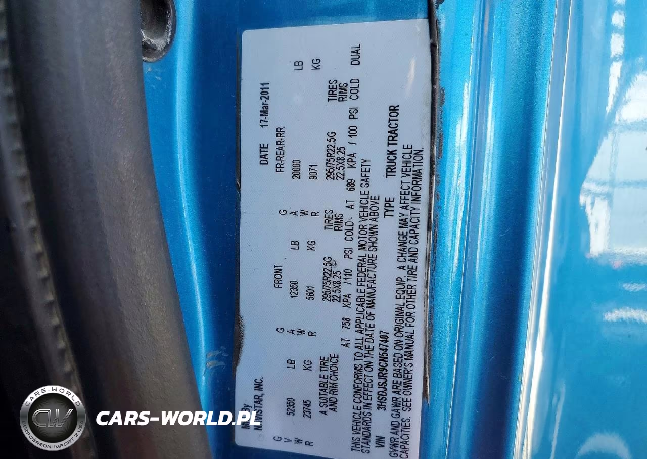 2012 International Prostar VIN:3HSDJSJR9CN547407 - 10