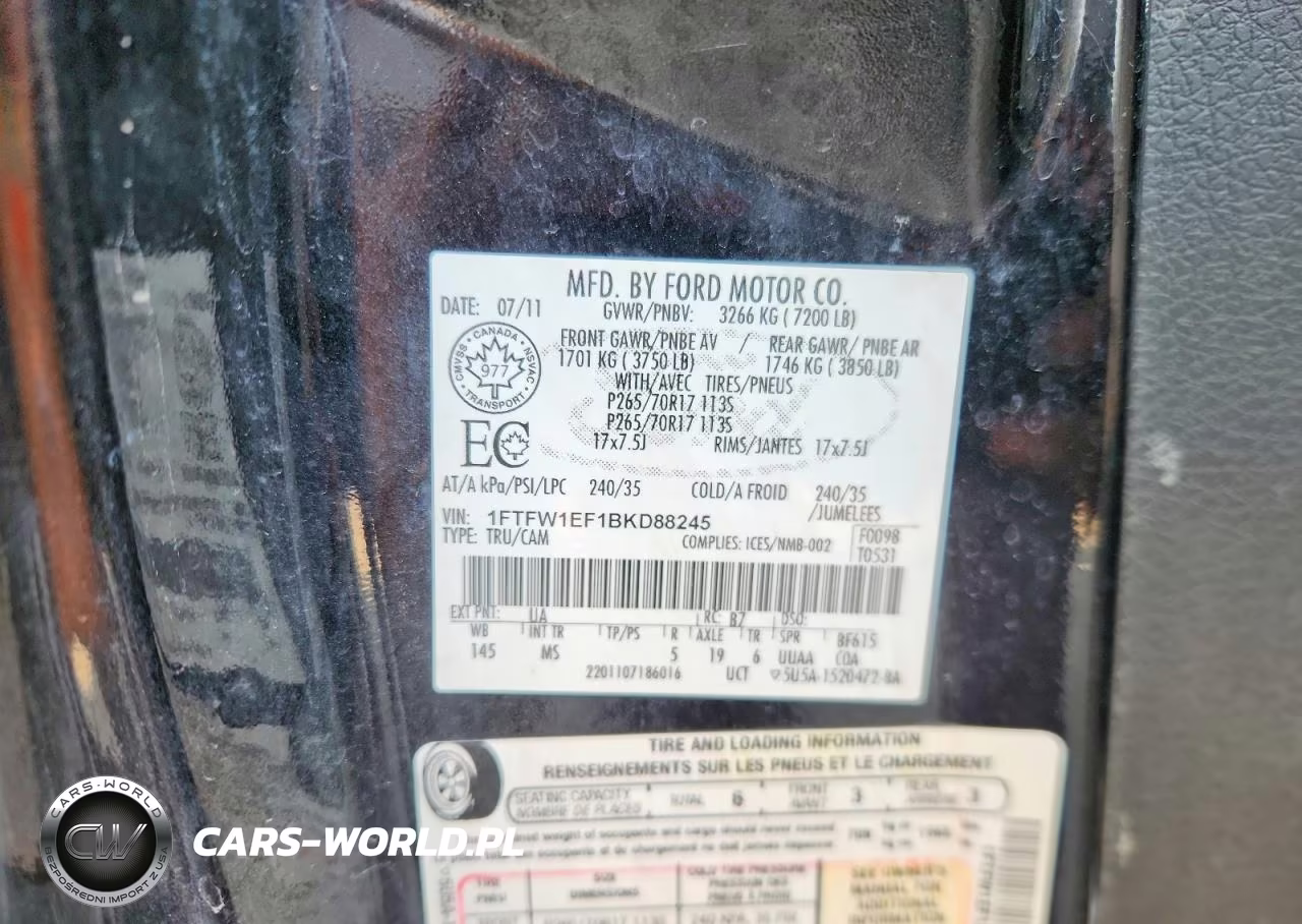 2011 Ford F150 Supercrew VIN:1FTFW1EF1BKD88245 - 12