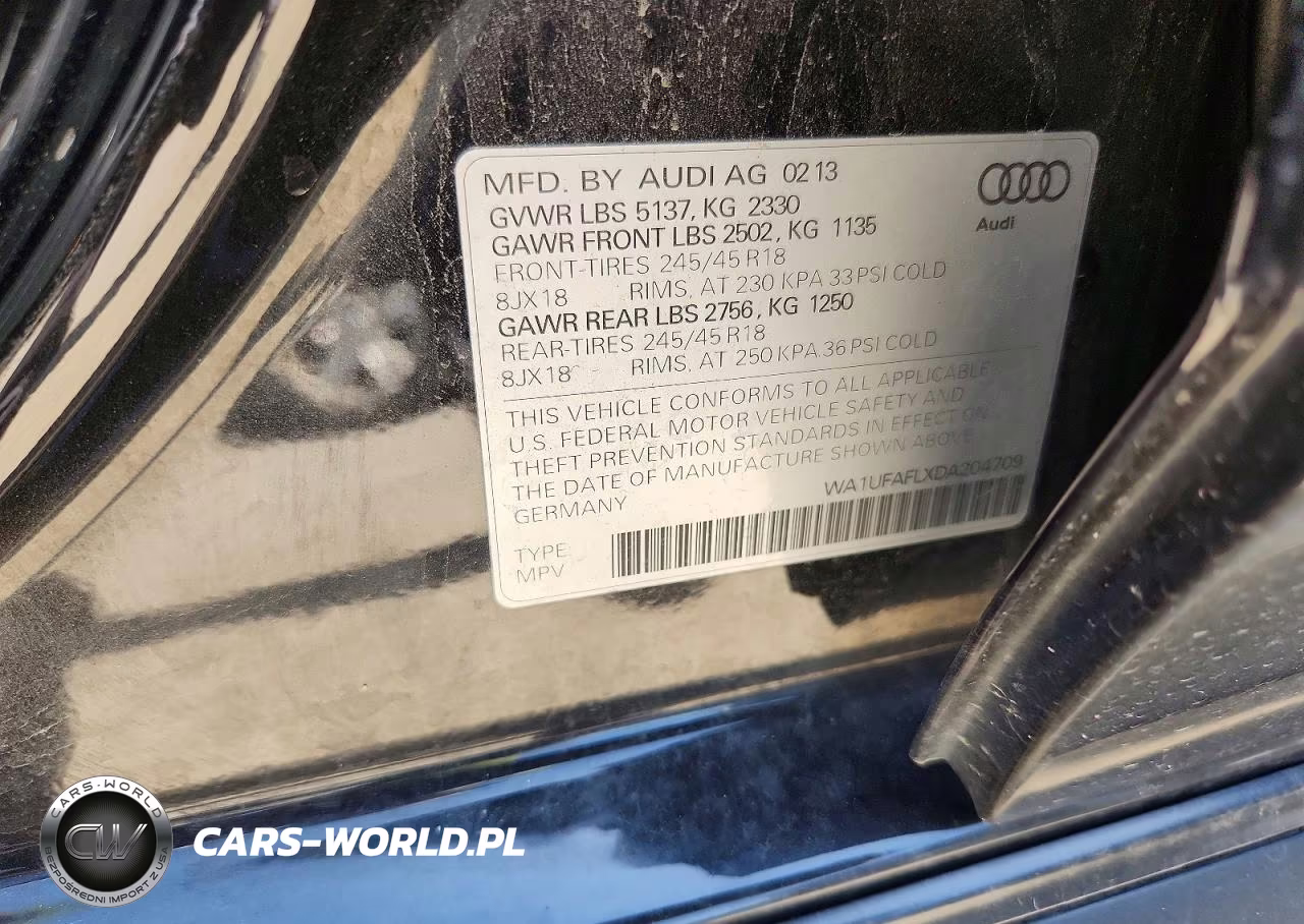 2013 Audi A4 Allroad Premium Plus VIN:WA1UFAFLXDA204709 - 13