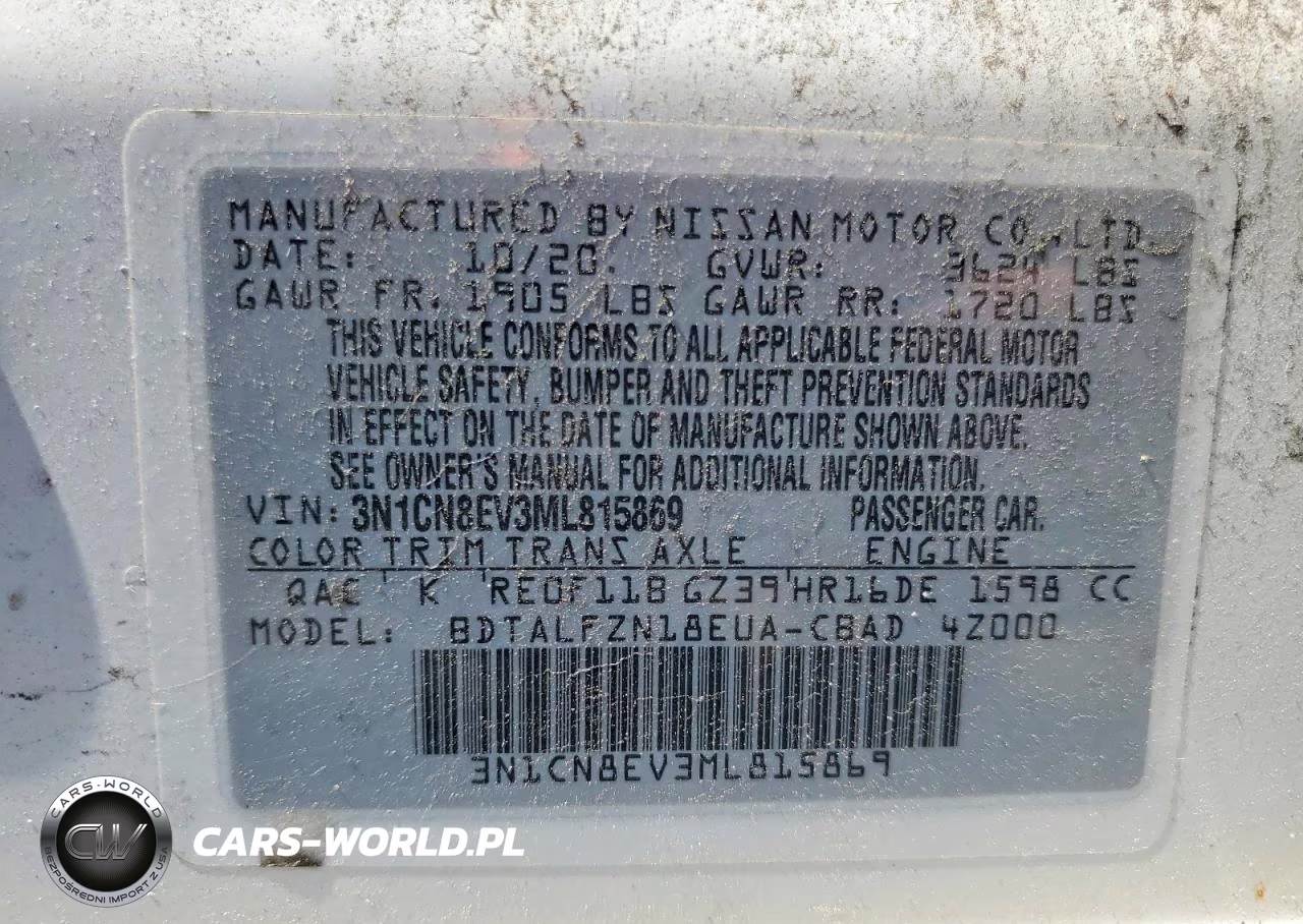 2021 Nissan Versa Sv VIN:3N1CN8EV3ML815869 - 12