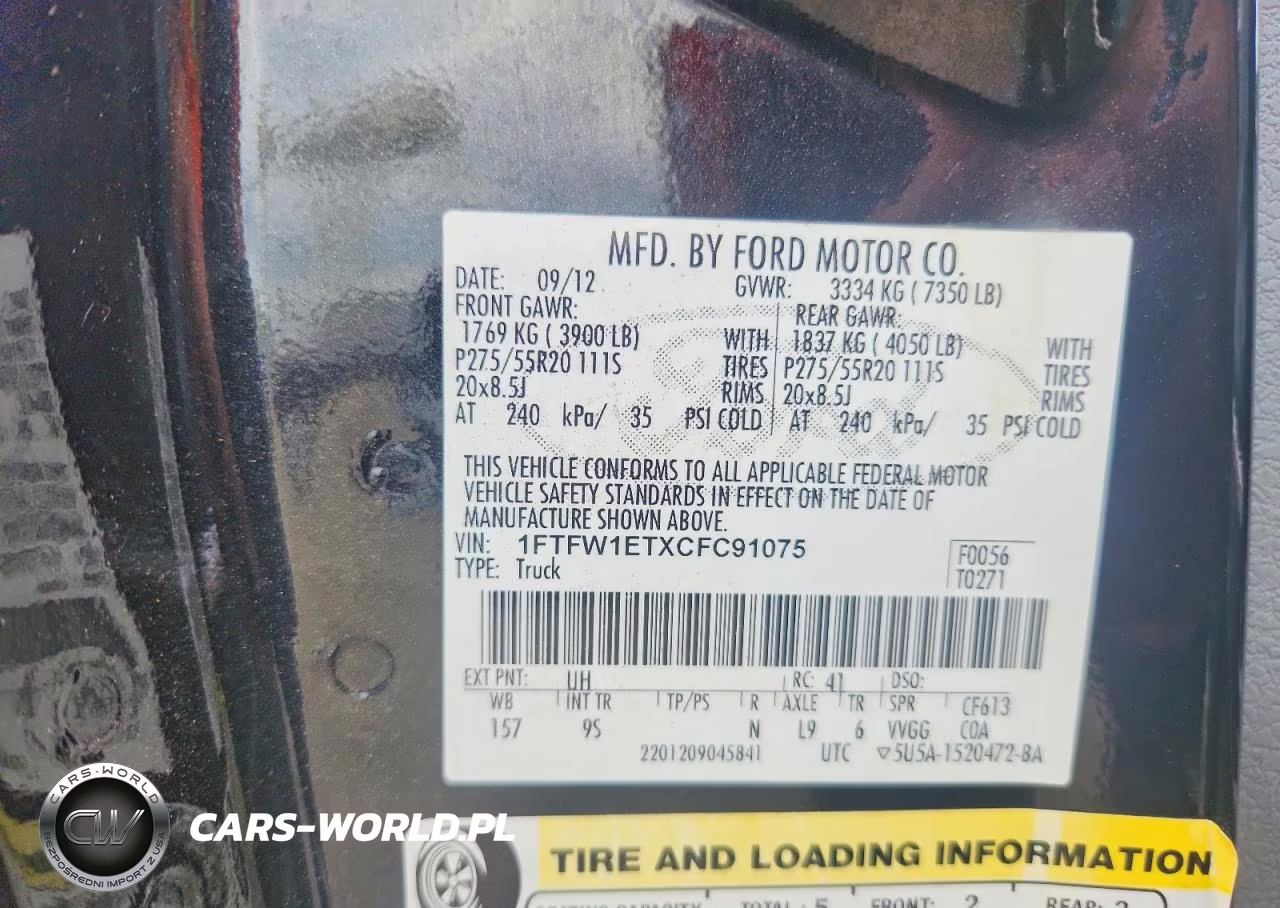 2012 Ford F150 Supercrew VIN:1FTFW1ETXCFC91075 - 12