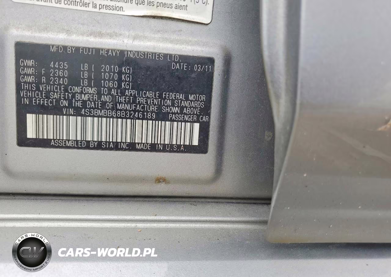 2011 Subaru Legacy 2.5I Premium VIN:4S3BMBB68B3246189 - 12