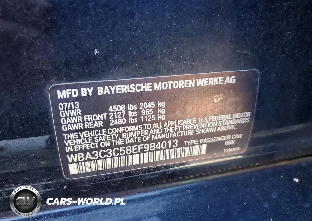 2014 BMW 320 I xDrive VIN:WBA3C3C58EF984013 - 12