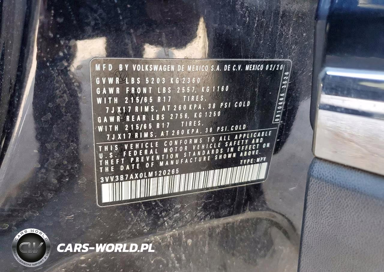 2020 Volkswagen Tiguan Se VIN:3VV3B7AX0LM120265 - 13